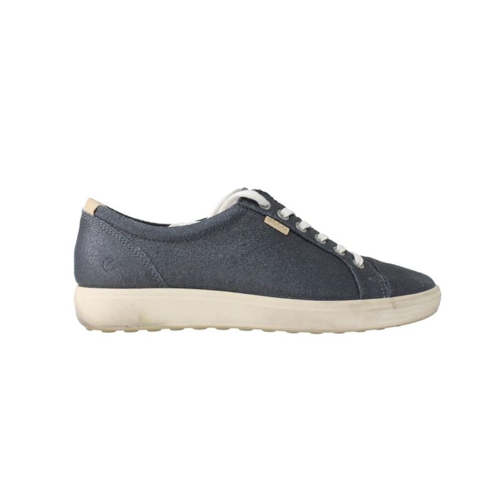 ECCO Soft 7 Sneaker Silver Metallic Suede 430003-05763 Women's